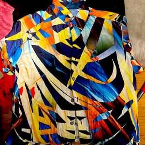 ROBERT GRAHAM BUTTON DOWN SHORT SLEEVE L